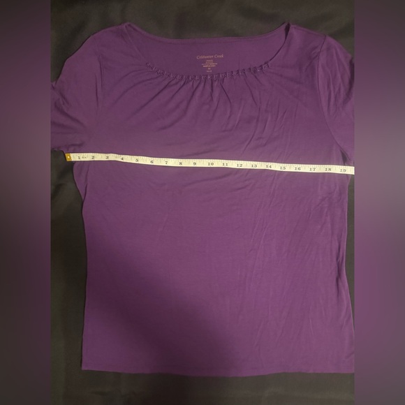 Coldwater Creek women’s purple 3/4 top small beads at neckline. Size medium EUC - Picture 7 of 16